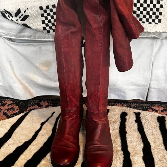 A.S.98 Red Over the Knee Leather Boots - Picture 6 of 7